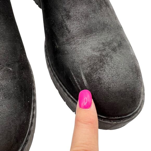 Crown Vintage Chelsea Size 11 Chunky Heel Ankle Boots Booties Black Slip On - Picture 3 of 15